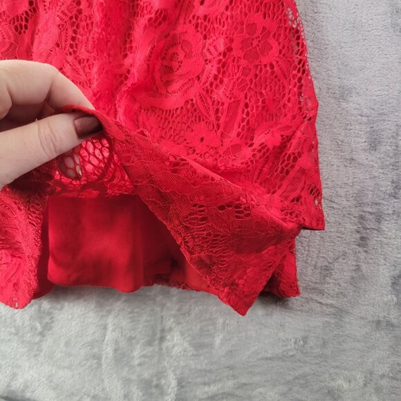 Speechless Juniors Red Lace Dress XS Fit & Flare Layered‎ Skater Whimsical Party - Picture 6 of 11